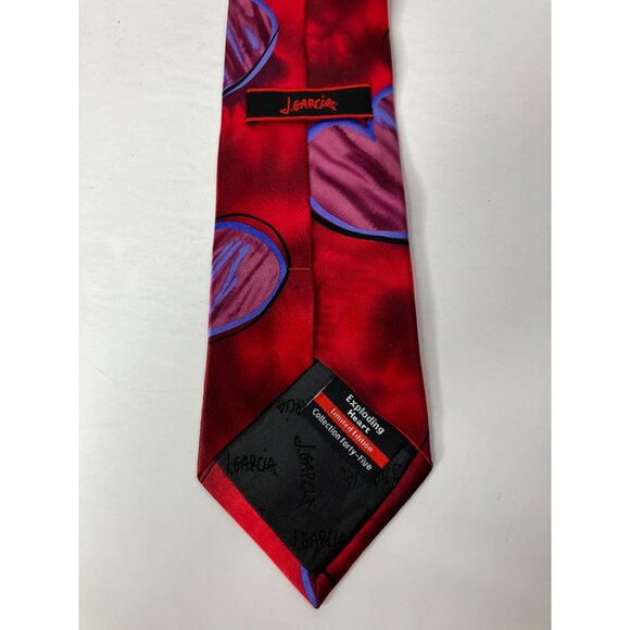 Jerry Garcia Exploding Heart Limited Edition Mens Silk Tie Red Purple Blue - Picture 3 of 6